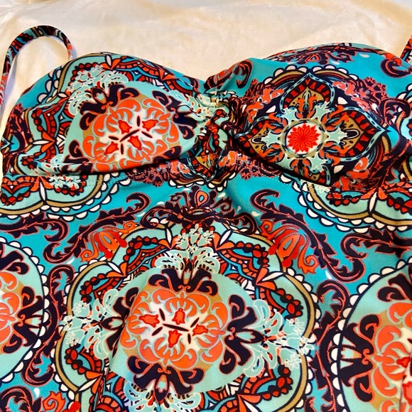 Turquoise Abstract One Piece Swimsuit - Picture 4 of 4